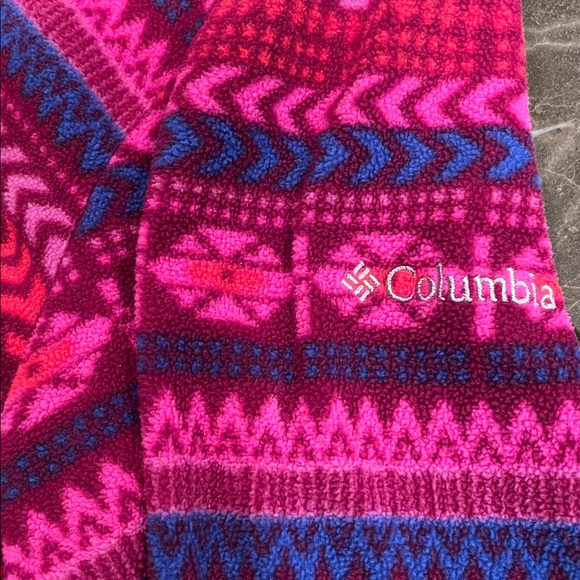 Columbia Glacial Fleece Cowl Neck Pullover Aztec Print Pink/Purple Medium - Picture 8 of 8